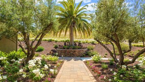 A garden pathway with a palm tree and various plants. - Gaia Inn and Spa - Adults Only - Temecula Wine Country (Temecula)