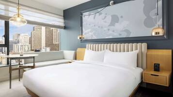 Skyline King | Egyptian cotton sheets, premium bedding, down comforters, minibar