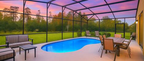 Piscine extérieure, piscine chauffée