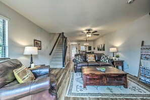 TV, fireplace - Rustic Ruidoso Retreat Near Shops & Mountains! (Ruidoso)