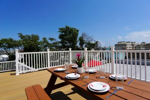 Outdoor dining - Modern Spacious Beach Getaway + Private Deck -- 604 #5 (Seaside Heights)