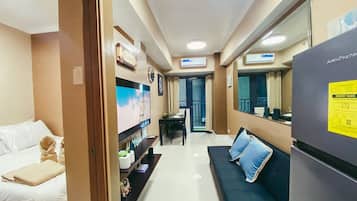 1 kamar tidur, setrika/meja setrika, Wi-Fi gratis, dan seprai linen