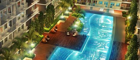 Outdoor pool, a heated pool