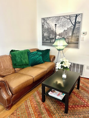 TV connectée, cheminée, livres
