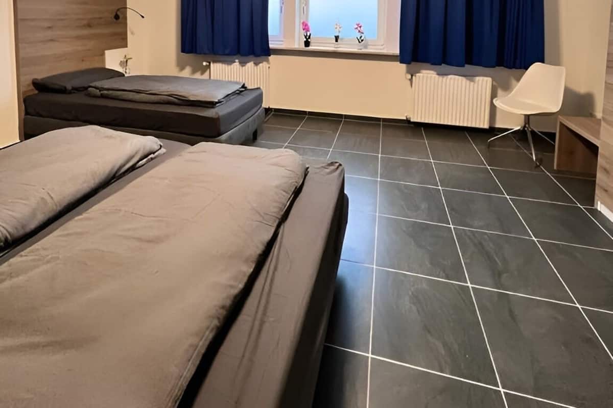 Habitación triple clásica | Muebles diferentes, escritorio y espacio para trabajar con laptop