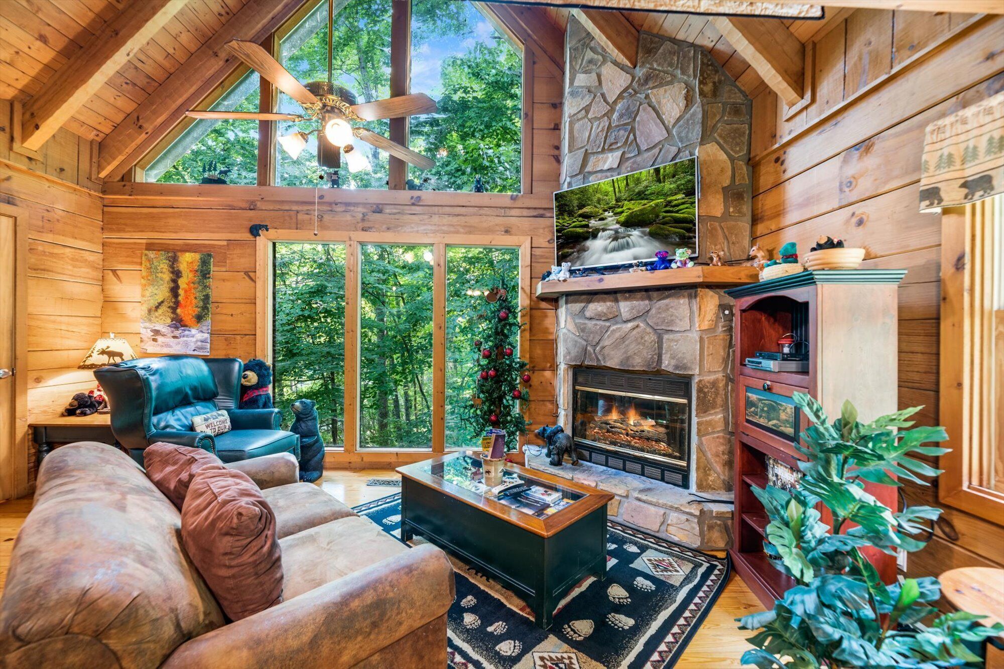 TV, fireplace, foosball