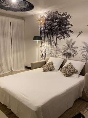 1 bedroom, travel crib, WiFi, bed sheets