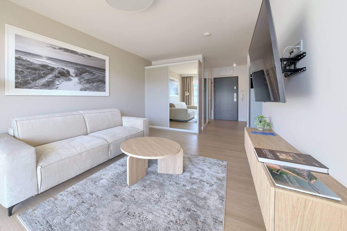 Apartamento (307F) | Zona de estar | Una televisión de pantalla plana