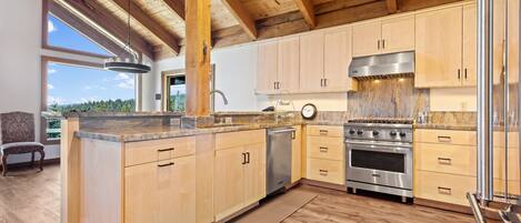 Fridge, microwave, oven, dishwasher
