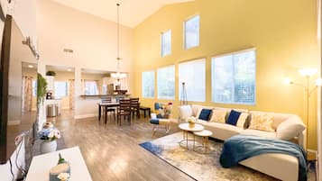 Smart TV, fireplace, computer monitors