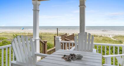 Rainbow's End, Ocean front home with private heated pool and elevator at Holden Beach