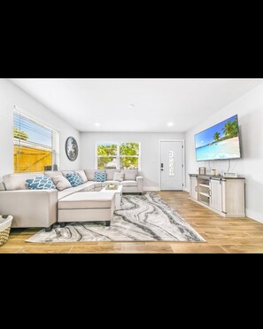 Smart TV, fireplace, video games