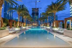 2 outdoor pools, open 7:00 AM to 7:00 PM, pool umbrellas, sun loungers - Suites at SLS LUX Brickell managed by CE (Miami)