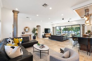 Smart TV, table tennis, books, offices