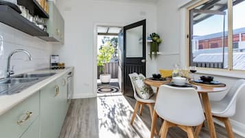 Design Apartment, 2 Bedrooms | Private kitchen | Full-sized fridge, microwave, oven, stovetop