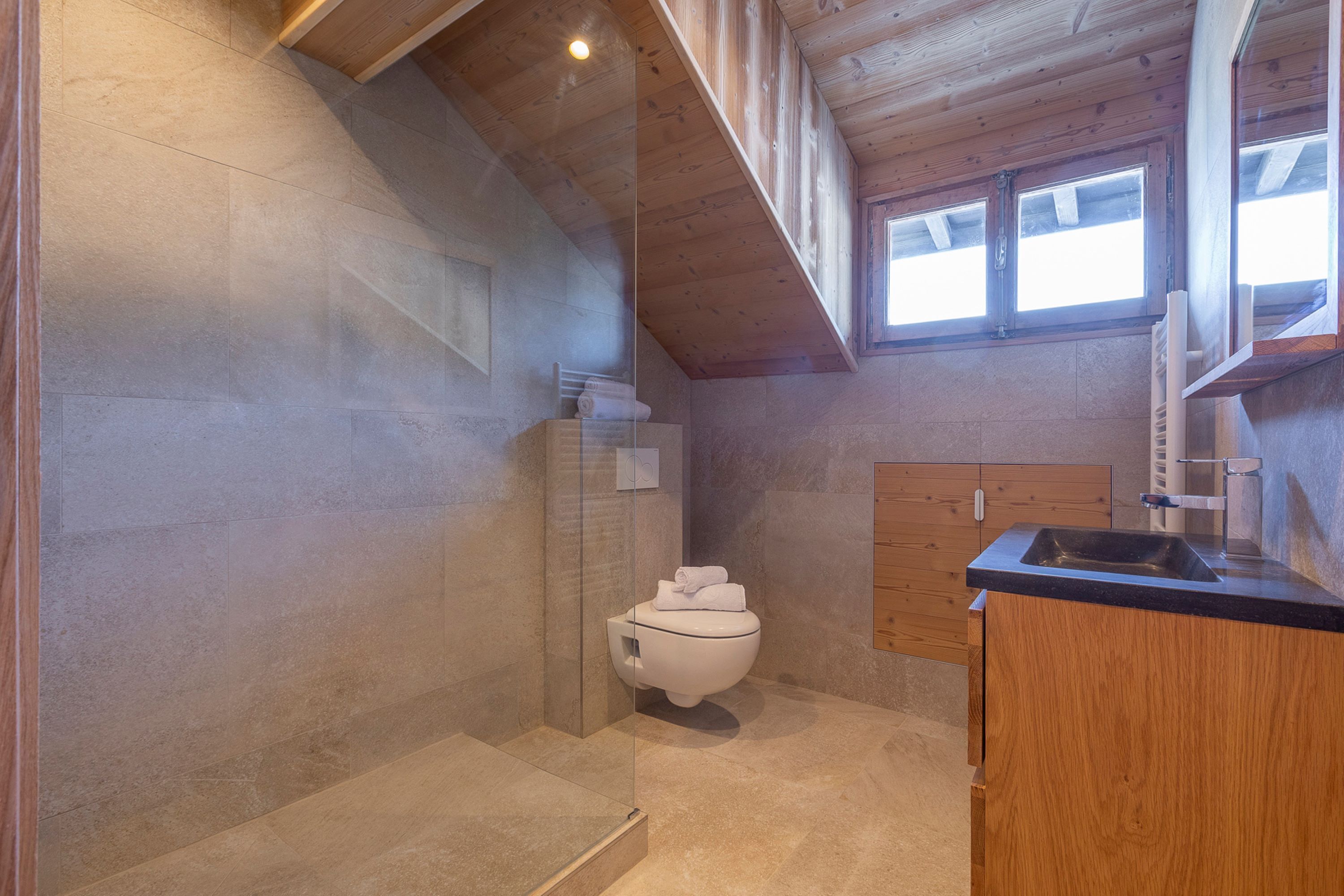 Comfort Apartment, Ensuite, Mountain View (Le Passon) | Bathroom | Shower, rainfall showerhead, toilet paper