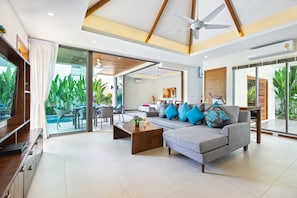 Luxury Villa | Living area | 40-inch LED TV with cable channels, TV - Two Storey Villa Kael in KA Villas Rawai (Rawai)