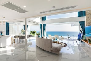 Villa Luxe, 4 chambres, vue mer | Salle de séjour