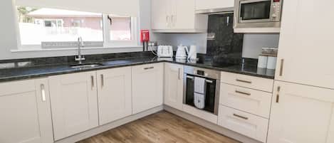 Fridge, dishwasher, electric kettle, toaster