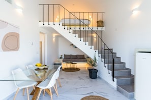 Senior Suite, Private Pool | Living area | 43-inch Smart TV with digital channels, TV - Lavadoze Luxury Suites - Adults only (Santorini)