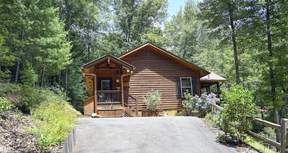 Beautiful cabin 5 min to Murphy, screened in deck with gas fire pit & hot tub