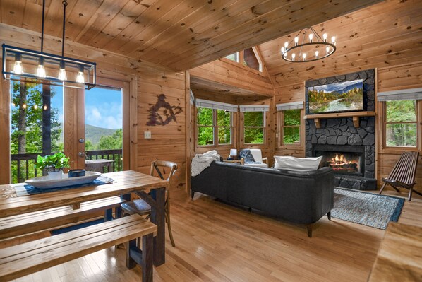 Smart TV, fireplace, video games