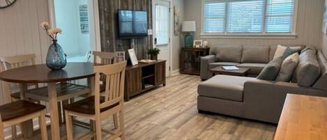 Smart TV, DVD player, books, video library