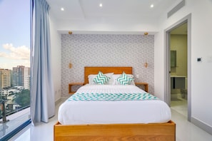 Quarto executivo, 2 quartos, para não fumantes, vista para a cidade | Roupas de cama de algodão egípcio, roupas de cama premium