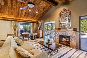 House, Multiple Beds, Pool Access, Mountain View | Living room | 40-inch TV with digital channels - Serenity Now (Palm Springs)