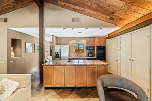 House, Multiple Beds, Pool Access, Mountain View | Private kitchen | Fridge, microwave, oven, stovetop - Serenity Now (Palm Springs)
