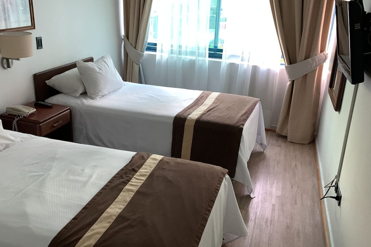 Eenvoudige Twin kamer | Een minibar, een bureau, een strijkplank/strijkijzer, gratis wifi
