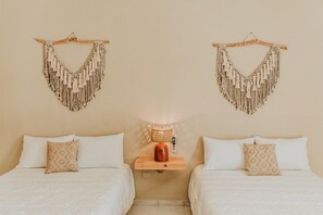 Standard Double Room, 2 Double Beds, Non Smoking, Private Bathroom | Premium bedding, desk, laptop workspace, iron/ironing board - Verde Baja Boutique Hotel (Cabo San Lucas)