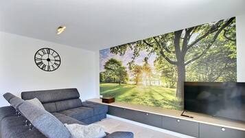 Télévision, table de tennis de table, livres