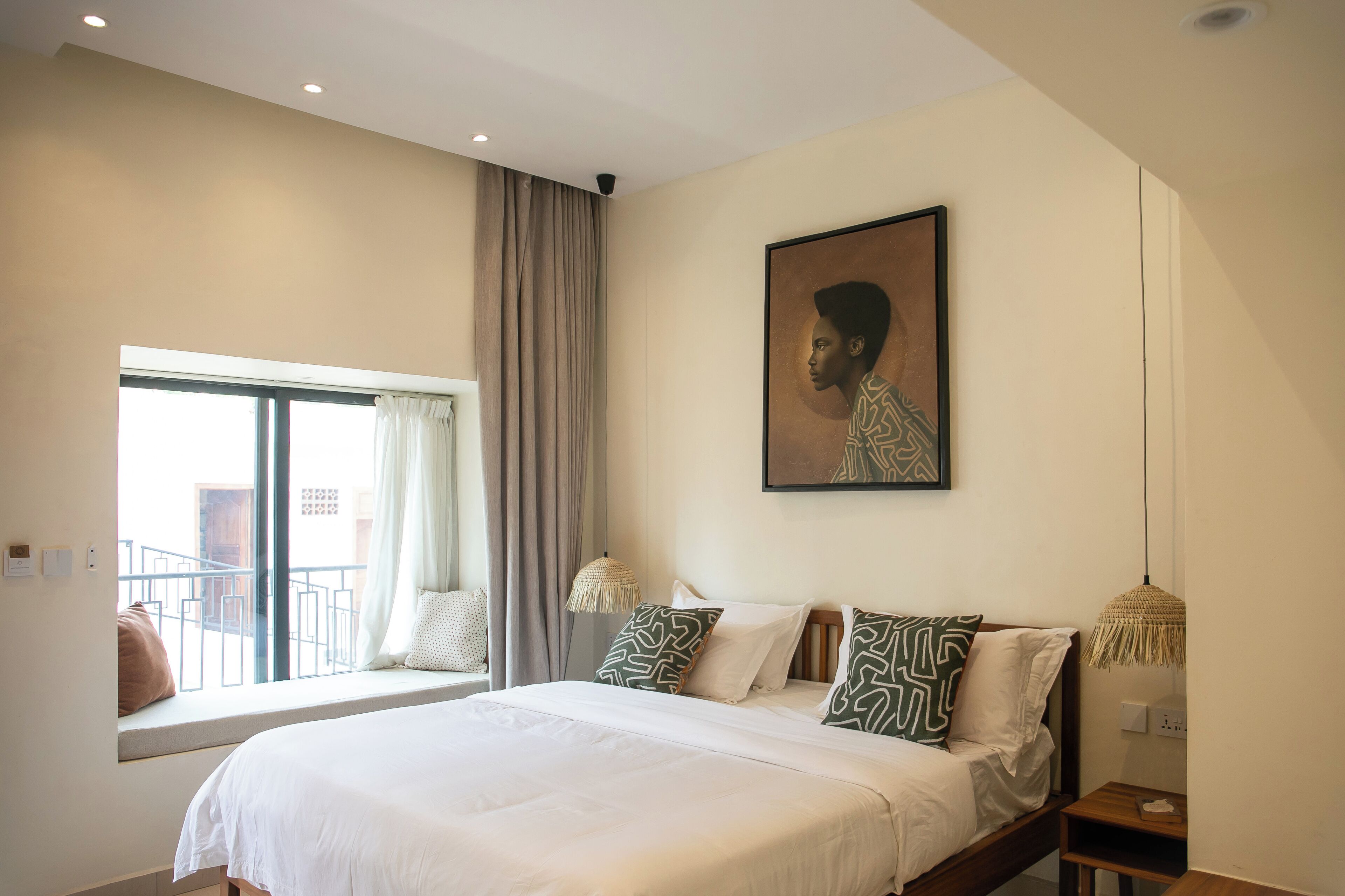 Individually decorated, individually furnished, desk, laptop workspace