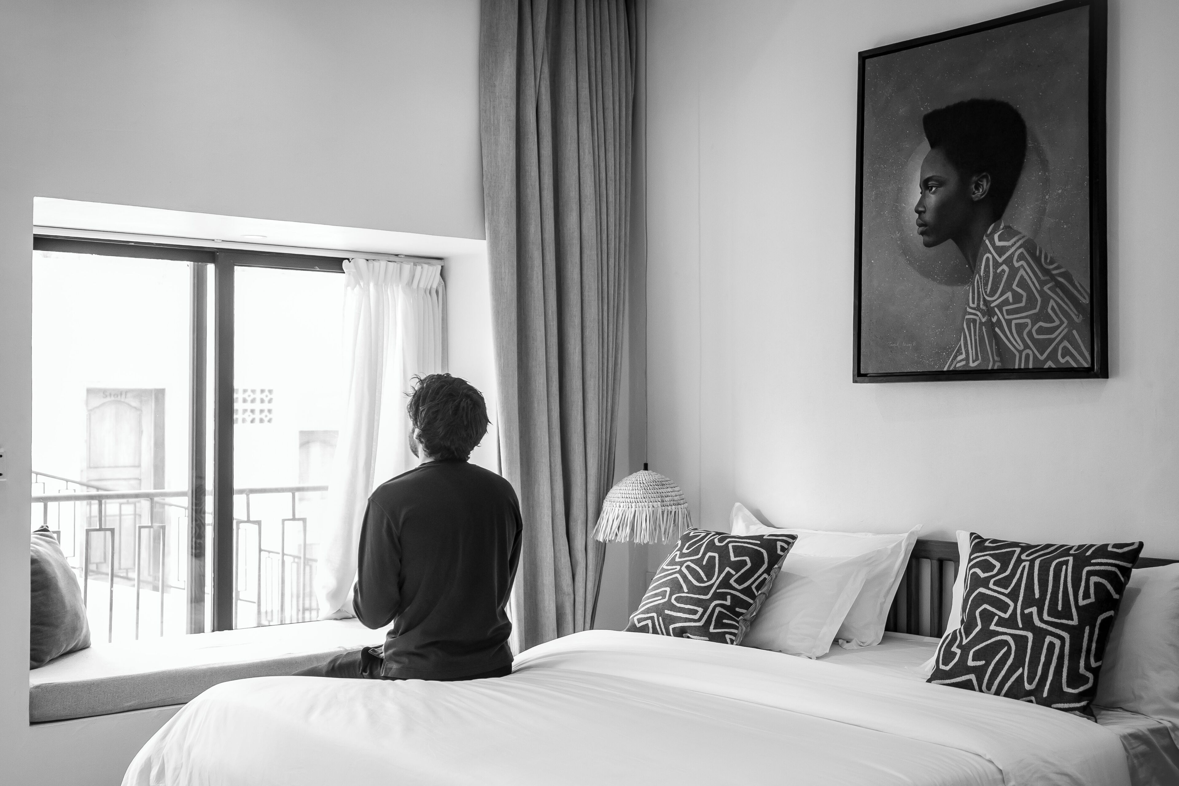 Double with Window Seat | Individually decorated, individually furnished, desk, laptop workspace