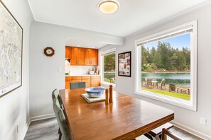 Dining - Waterfront retreat with private beach, cookhouse, hot tub, EV charger, & firepit (Gig Harbor)
