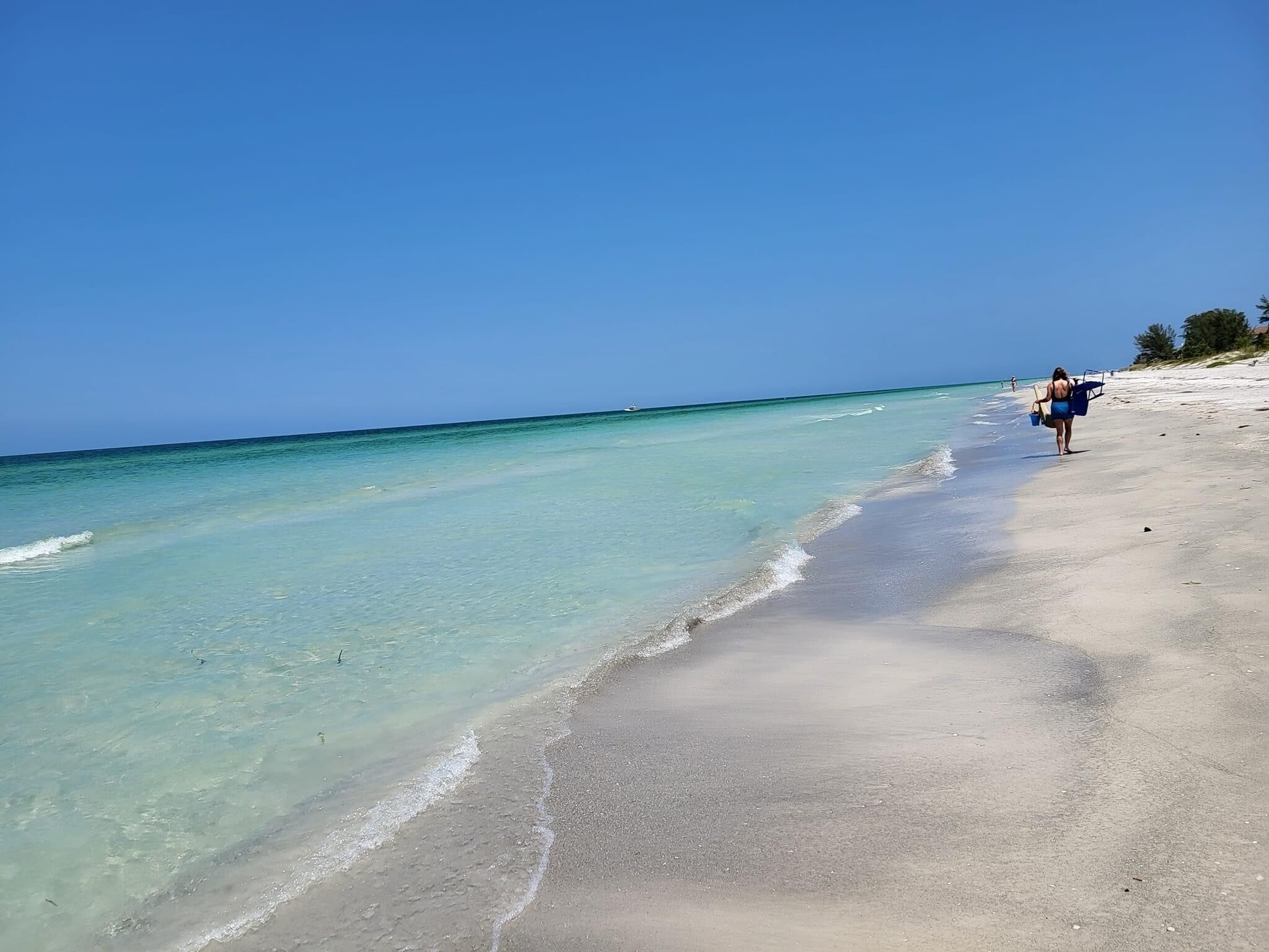 On the beach, sun loungers
