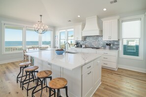 Fridge, microwave, oven, stovetop - Hobbs Realty - EV Charger | Elevator| Private Pool | Cabana Rentals Included (Holden Beach)