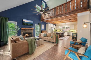 Smart TV, fireplace, video games, foosball