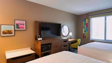 Blackout curtains, iron/ironing board, bed sheets