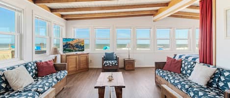 Smart TV, DVD player, books, computer monitors