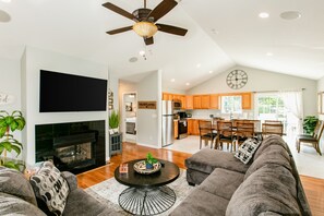 TV, fireplace, table tennis