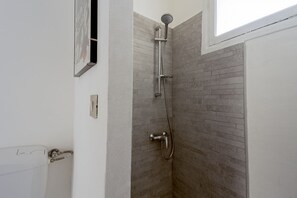 Bathtub, hair dryer, bidet, towels