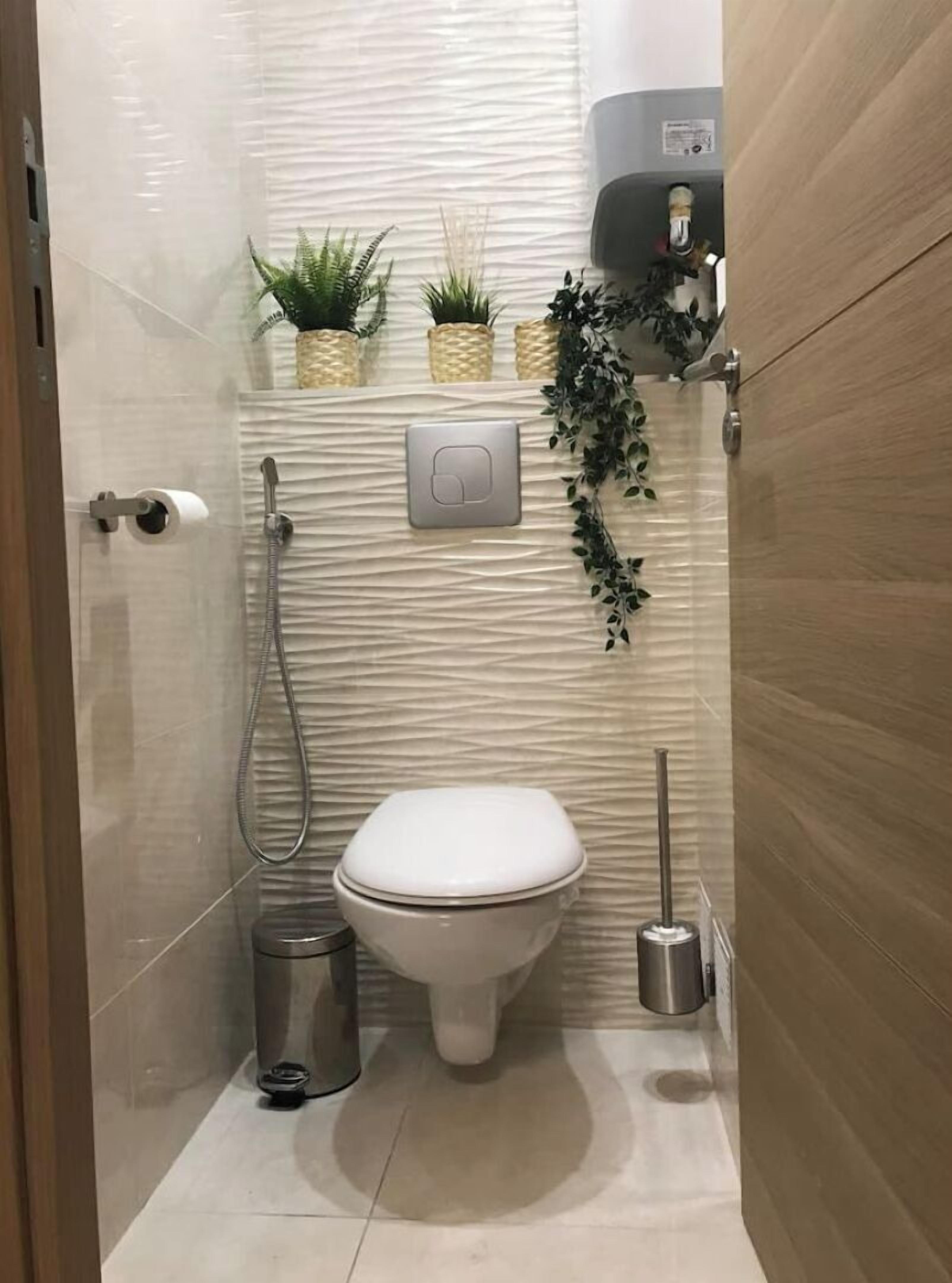 Shower, hair dryer, toilet paper
