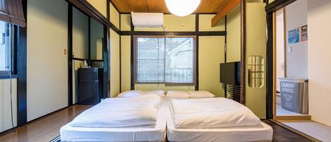 Desk, free WiFi, bed sheets