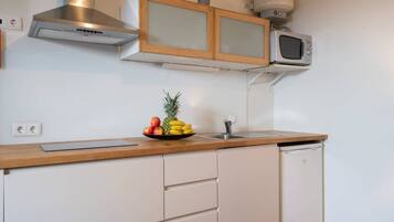 Réfrigérateur, micro-ondes, plaque de cuisson, cafetière/bouilloire
