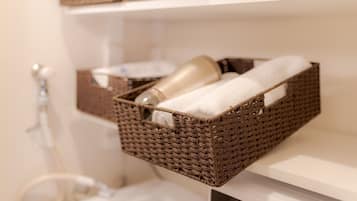 Hair dryer, towels
