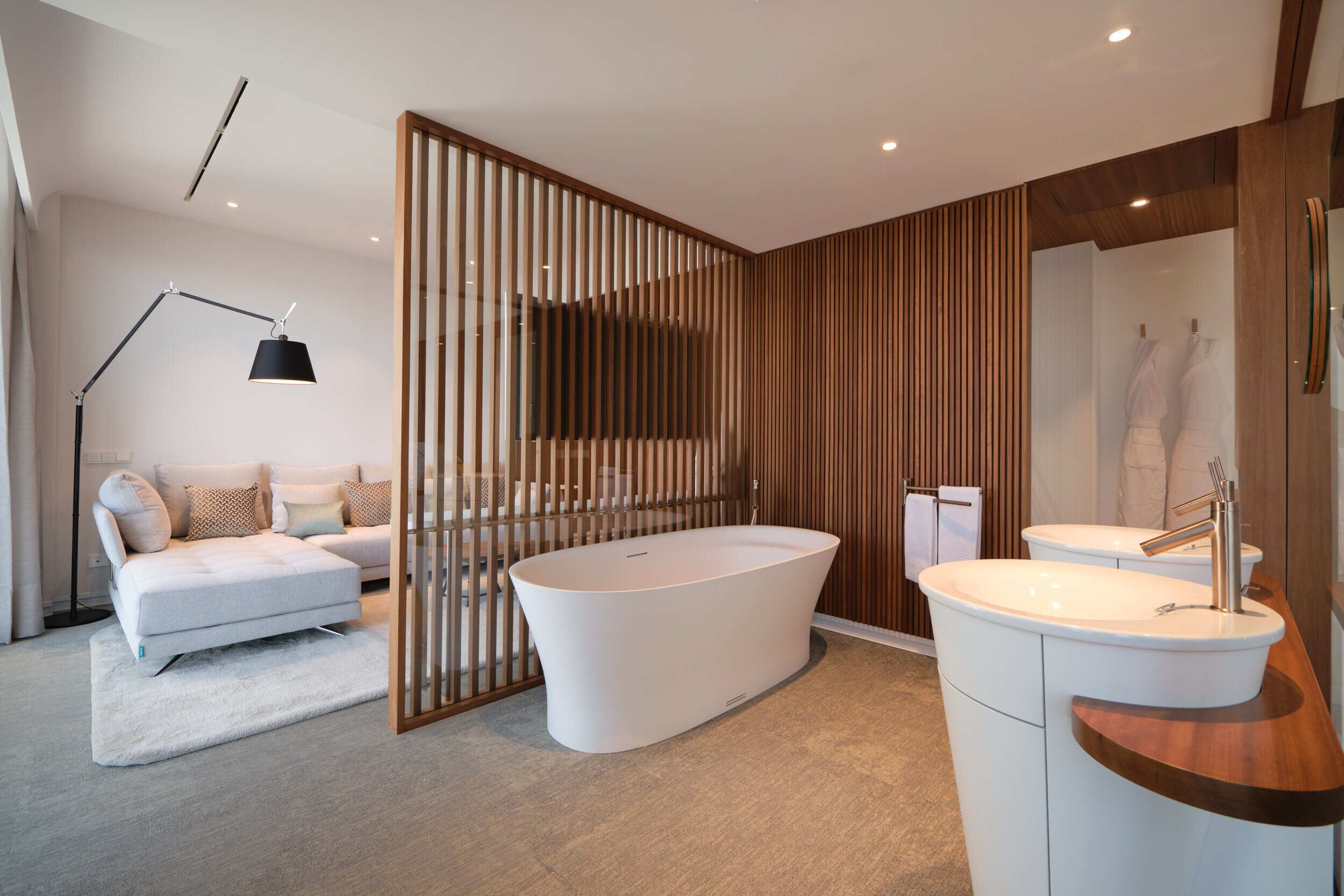 signature suite | bathroom | free toiletries, hair dryer, bathrobes, slippers
