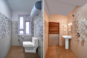 Douche, douche hydromassante, articles de toilette gratuits, chaussons