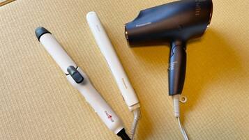 Hair dryer, towels